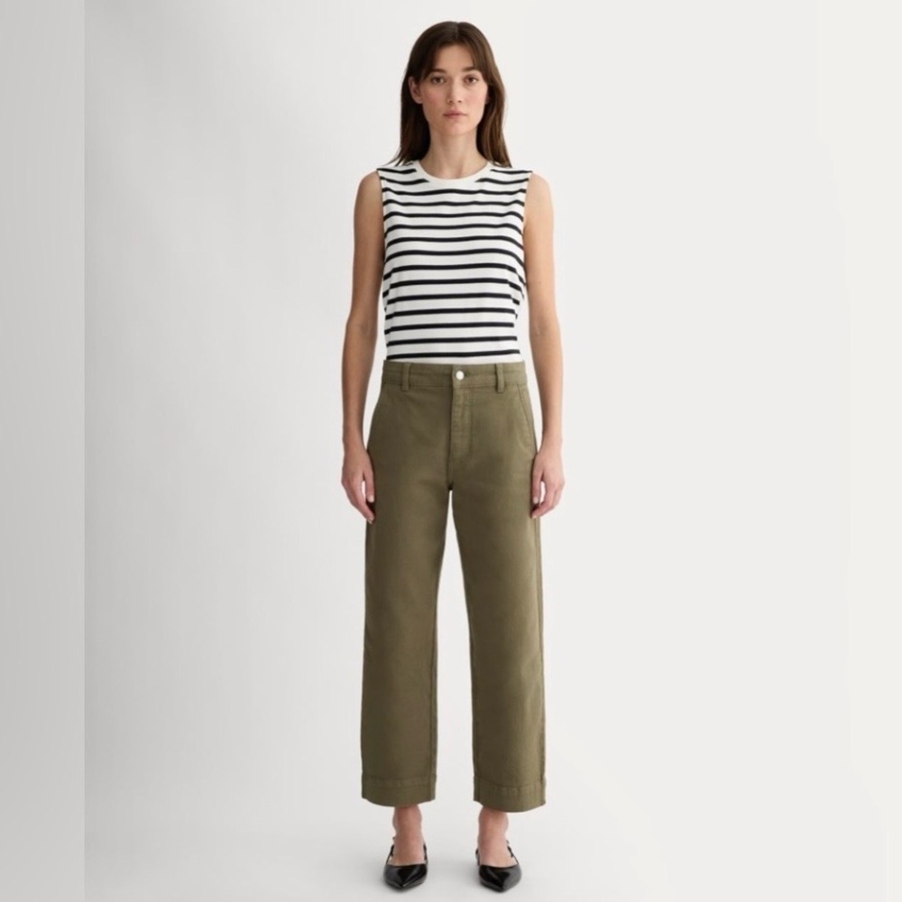 EVERLANE Green Straight Leg Cropped Utility Pants Size 2
